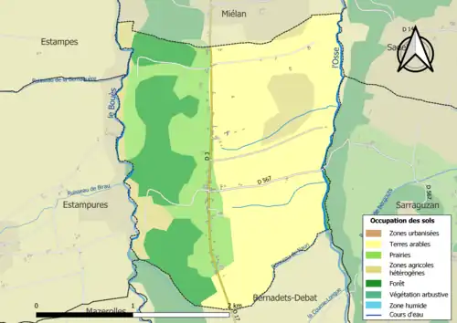 Carte en couleurs présentant l'occupation des sols.