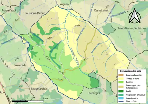 Carte en couleurs présentant l'occupation des sols.
