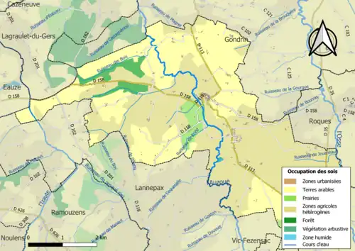 Carte en couleurs présentant l'occupation des sols.