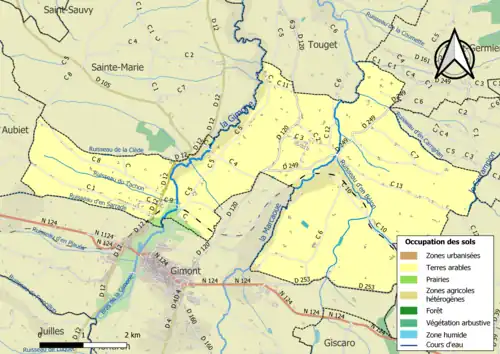 Carte en couleurs présentant l'occupation des sols.