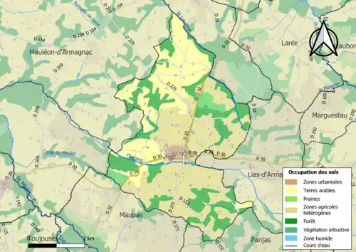 Carte en couleurs présentant l'occupation des sols.