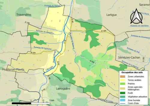 Carte en couleurs présentant l'occupation des sols.