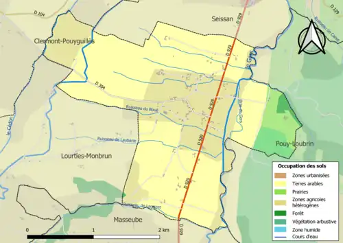 Carte en couleurs présentant l'occupation des sols.