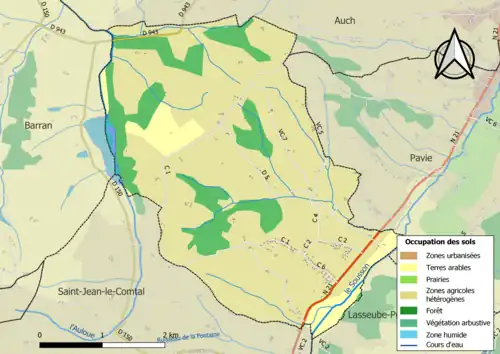 Carte en couleurs présentant l'occupation des sols.