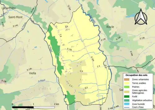Carte en couleurs présentant l'occupation des sols.