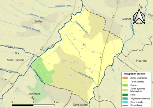 Carte en couleurs présentant l'occupation des sols.