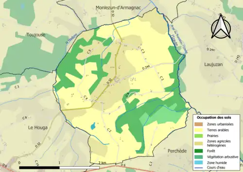 Carte en couleurs présentant l'occupation des sols.