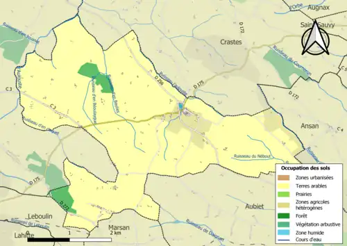 Carte en couleurs présentant l'occupation des sols.