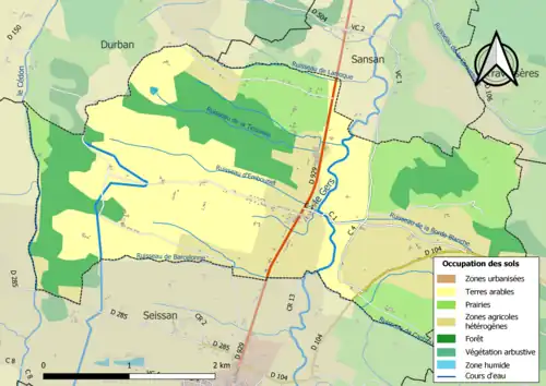 Carte en couleurs présentant l'occupation des sols.