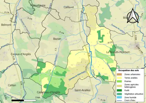 Carte en couleurs présentant l'occupation des sols.
