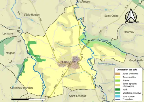 Carte en couleurs présentant l'occupation des sols.
