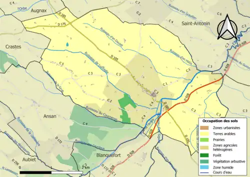 Carte en couleurs présentant l'occupation des sols.
