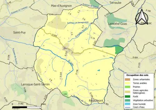 Carte en couleurs présentant l'occupation des sols.