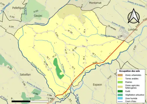 Carte en couleurs présentant l'occupation des sols.