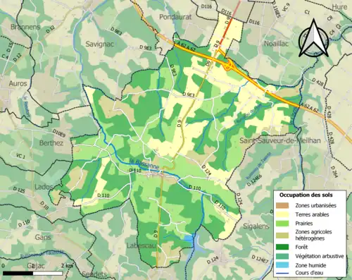 Carte en couleurs présentant l'occupation des sols.