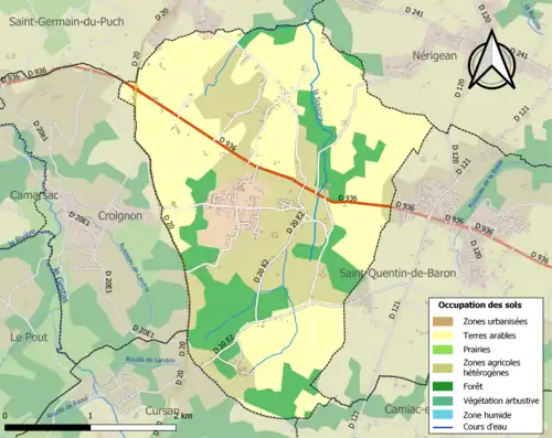Carte en couleurs présentant l'occupation des sols.