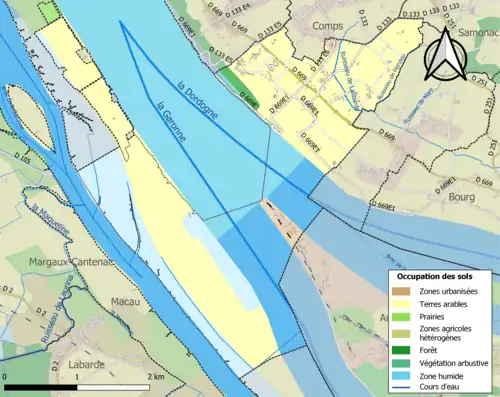 Carte en couleurs présentant l'occupation des sols.