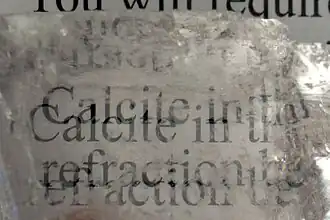 Biréfringence de la calcite.