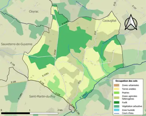Carte en couleurs présentant l'occupation des sols.