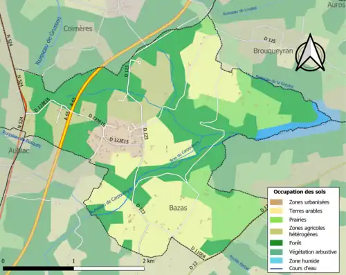 Carte en couleurs présentant l'occupation des sols.