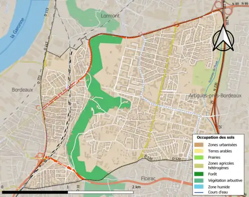 Carte en couleurs présentant l'occupation des sols.