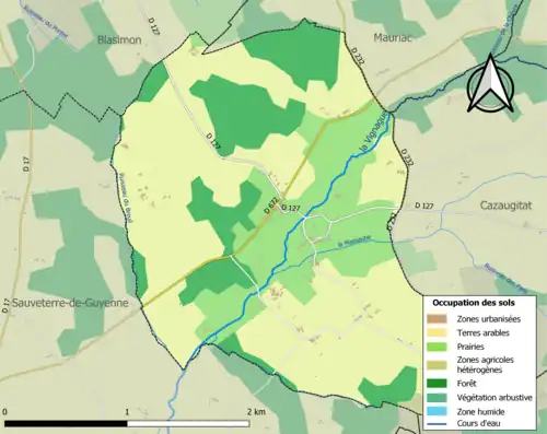 Carte en couleurs présentant l'occupation des sols.