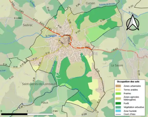 Carte en couleurs présentant l'occupation des sols.