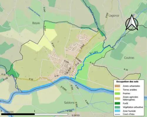 Carte en couleurs présentant l'occupation des sols.