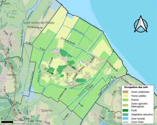 Carte en couleurs présentant l'occupation des sols.