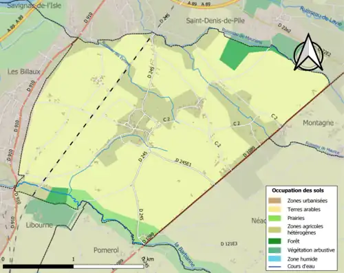 Carte en couleurs présentant l'occupation des sols.