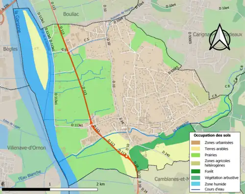 Carte en couleurs présentant l'occupation des sols.