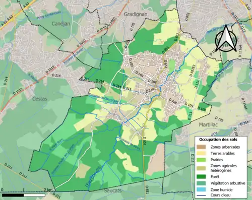 Carte en couleurs présentant l'occupation des sols.