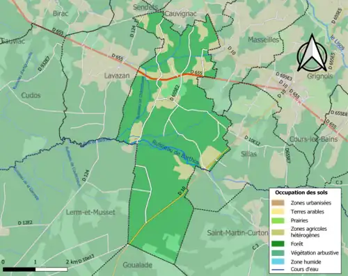 Carte en couleurs présentant l'occupation des sols.