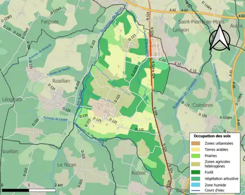 Carte en couleurs présentant l'occupation des sols.