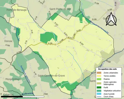Carte en couleurs présentant l'occupation des sols.