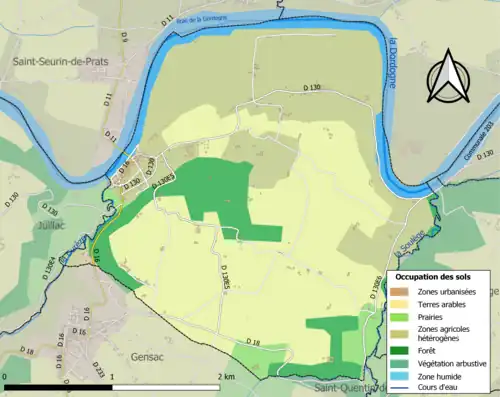 Carte en couleurs présentant l'occupation des sols.