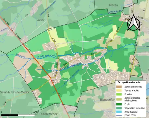 Carte en couleurs présentant l'occupation des sols.