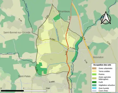 Carte en couleurs présentant l'occupation des sols.
