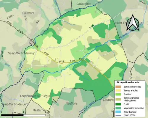 Carte en couleurs présentant l'occupation des sols.
