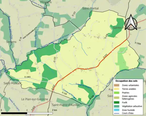 Carte en couleurs présentant l'occupation des sols.