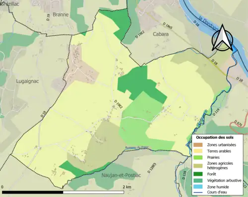 Carte en couleurs présentant l'occupation des sols.