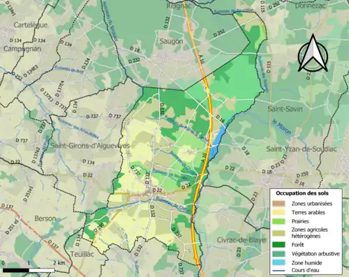 Carte en couleurs présentant l'occupation des sols.