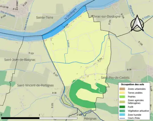 Carte en couleurs présentant l'occupation des sols.