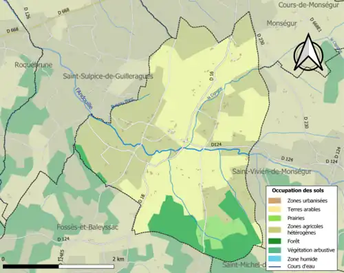 Carte en couleurs présentant l'occupation des sols.