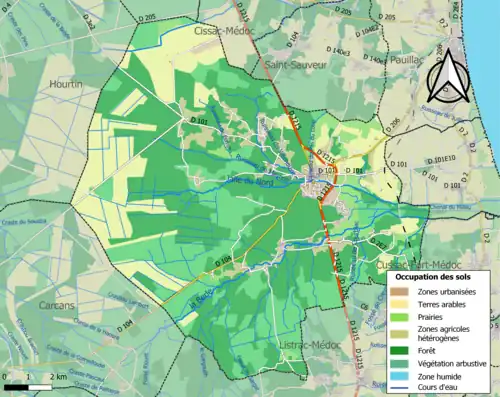 Carte en couleurs présentant l'occupation des sols.