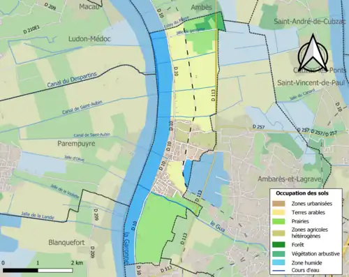 Carte en couleurs présentant l'occupation des sols.