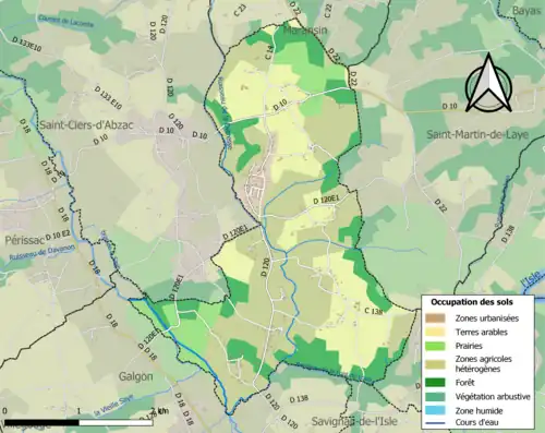 Carte en couleurs présentant l'occupation des sols.