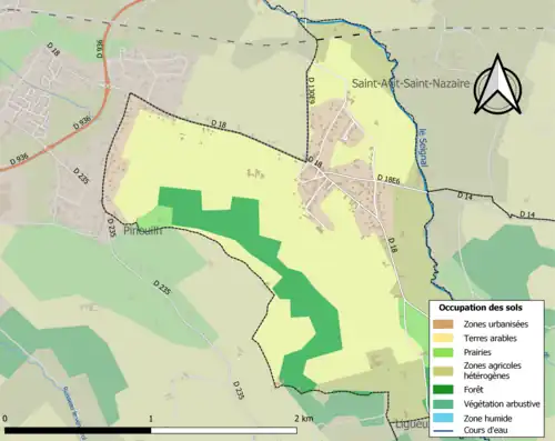 Carte en couleurs présentant l'occupation des sols.