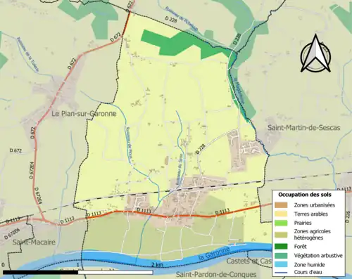 Carte en couleurs présentant l'occupation des sols.
