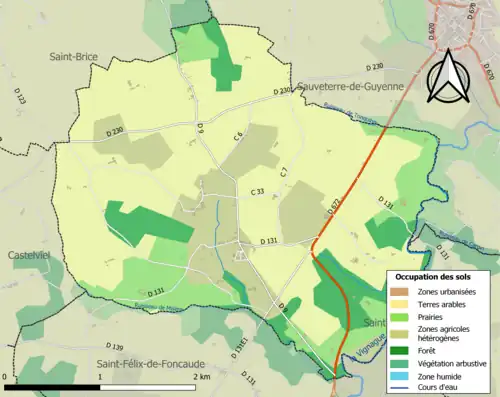 Carte en couleurs présentant l'occupation des sols.